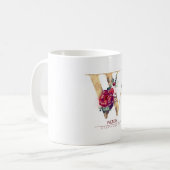 Gold Glitzer W Monogram Floral Burgund Red Kaffeetasse (Vorderseite Links)
