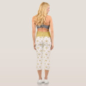 Gold Glitzer Waist Band Gold Hearts Capri Leggings (Rückseite)