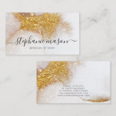 Gold Glitzer Watercolor Abstrakte Visitenkarte Telefonnummerkarte (Vorne/Hinten)