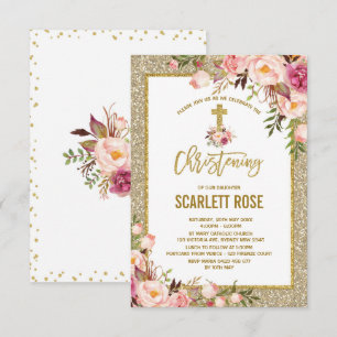 Gold Glitzer Watercolor Floral Giro Einladung