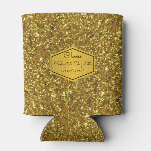 Gold Glitzer Wedding Can Cooler Dosenkühler (Rückseite)