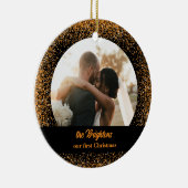 Gold Glitzer Wedding Couple Foto Keramik Ornament (Rechts)