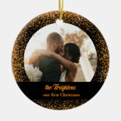 Gold Glitzer Wedding Couple Foto Keramik Ornament (Vorne)