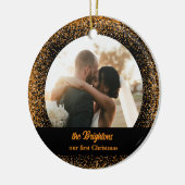 Gold Glitzer Wedding Couple Foto Keramik Ornament (Links)