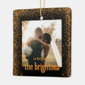 Gold Glitzer Wedding Couple Foto Keramikornament (Links)