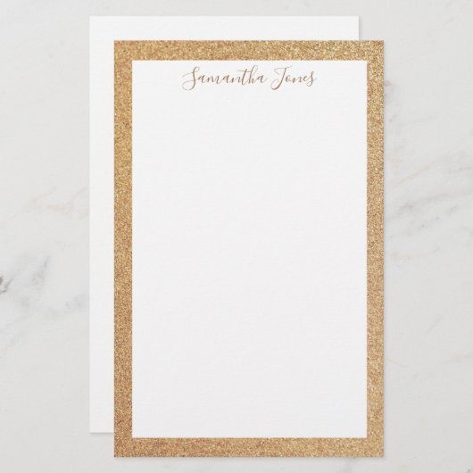 Gold Glitzer Wedding Party | Personalisiert Briefpapier (Vorne/Hinten)
