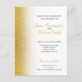 Gold Glitzer Wedding Postcard Einladung (Vorderseite)