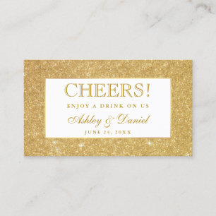 Gold Glitzer Wedding Reception Drink Ticket Card W