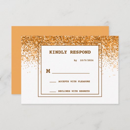 Gold Glitzer Wedding RSVP Card (Vorne/Hinten)