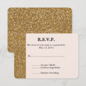 Gold Glitzer Wedding RSVP Karte (Vorne/Hinten)