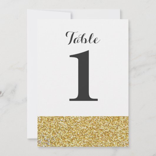 Gold Glitzer Wedding Tischnummer Card(n) (Vorderseite)