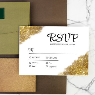 Gold Glitzer Wedding Verlobung UAWG RSVP Karte