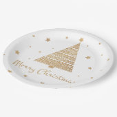 Gold Glitzer Weihnachten Tree Star Frohe Weihnacht Pappteller (Schrägansicht)