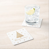 Gold Glitzer Weihnachten Tree Star Frohe Weihnacht Rechteckiger Pappuntersetzer (Vor Ort)