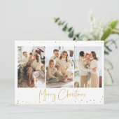 Gold Glitzer Weihnachts Foto Grußkarte Einladung (Stehend Vorderseite)