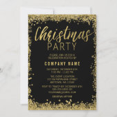 Gold Glitzer Weihnachts-Party Einladung (Vorderseite)