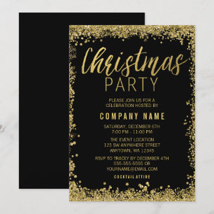 Gold Glitzer Weihnachts-Party Einladung