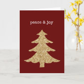 Gold Glitzer Weihnachtsbaum Roter Friede Karte (Gelbe Blume)