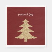 Gold Glitzer Weihnachtsbaum Roter Friede Serviette (Vorderseite)