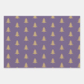 Gold Glitzer Weihnachtsbäume Lila Zitate Geschenkpapier Set (Vorderseite 3)