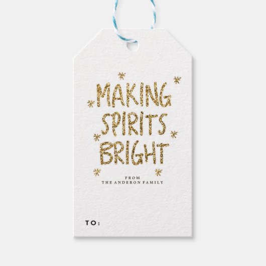 GOLD GLITZER Weihnachtsfeiertage Weihnachtsfeierta Geschenkanhänger (Vorderseite)