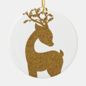 Gold Glitzer Weihnachtsfest Rentier Keramik Ornament (Vorne)