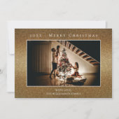 Gold Glitzer Weihnachtsfotokarte Feiertagskarte (Vorderseite)
