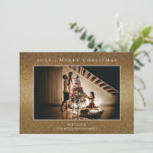 Gold Glitzer Weihnachtsfotokarte Feiertagskarte (Stehend Vorderseite)