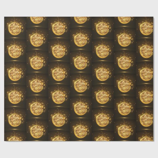 Gold Glitzer Weihnachtsschmuck Estival Jazz Geschenkpapier (Flach)