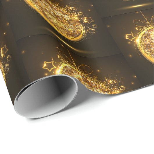 Gold Glitzer Weihnachtsschmuck Estival Jazz Geschenkpapier (Rolleneckpunkt)
