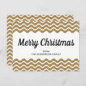 Gold Glitzer Weiße Zickzack Streifen Frohe Weihnac Postkarte (Vorne/Hinten)