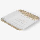 Gold Glitzer Weißer Name Frohe Weihnachten Pappteller (Gewinkelt)