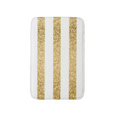 Gold Glitzer Weißstreifen Muster Badematte (Vorderseite Vertikal)