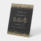 Gold Glitzer Welcome 30. Geburtstag Black Sockelschild (Vorderseite)