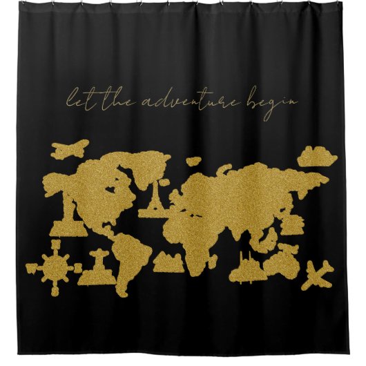 Gold Glitzer Weltkarte für das Schwarze Meer Duschvorhang (Vorderseite)