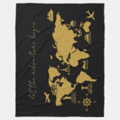 Gold Glitzer Weltkarte für das Schwarze Meer Fleecedecke (Vorderseite)
