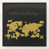 Gold Glitzer Weltkarte für das Schwarze Meer Glasuntersetzer (Vorderseite)