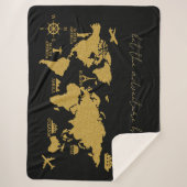 Gold Glitzer Weltkarte für das Schwarze Meer Sherpadecke (Vorderseite)