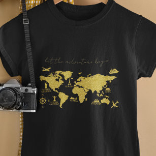 Gold Glitzer Weltkarte für das Schwarze Meer T-Shirt