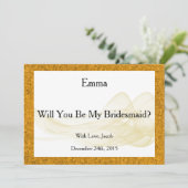 Gold Glitzer werden Sie meine Bridesmaid Abstrakt Einladung (Stehend Vorderseite)