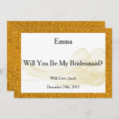 Gold Glitzer werden Sie meine Bridesmaid Abstrakt Einladung (Vorne/Hinten)