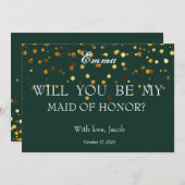 Gold Glitzer werden Sie meine TRAUZEUGIN einladen Einladung (Vorne/Hinten)