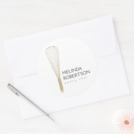Gold Glitzer Whisk Bakery Stickers (Umschlag)