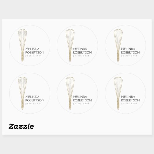 Gold Glitzer Whisk Bakery Stickers (Blatt)