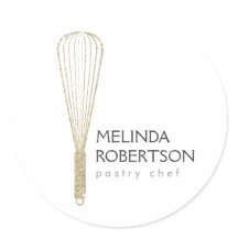 Gold Glitzer Whisk Bakery Stickers
