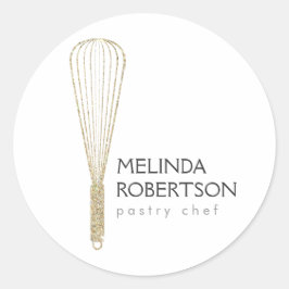 Gold Glitzer Whisk Bakery Stickers