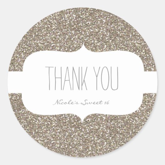 Gold Glitzer White Birthday Party Gefallen Sticker (Vorderseite)