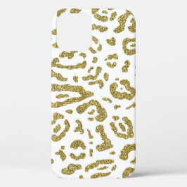Gold Glitzer White Cheetah Leopard Animal Print Case-Mate iPhone Hülle