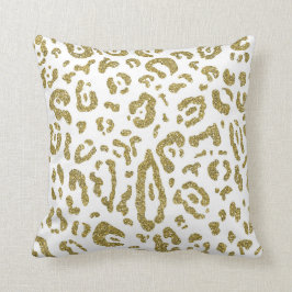 Gold Glitzer White Cheetah Leopard Animal Print Kissen