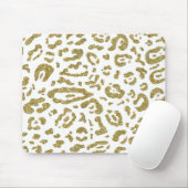 Gold Glitzer White Cheetah Leopard Animal Print Mousepad (Mit Mouse)